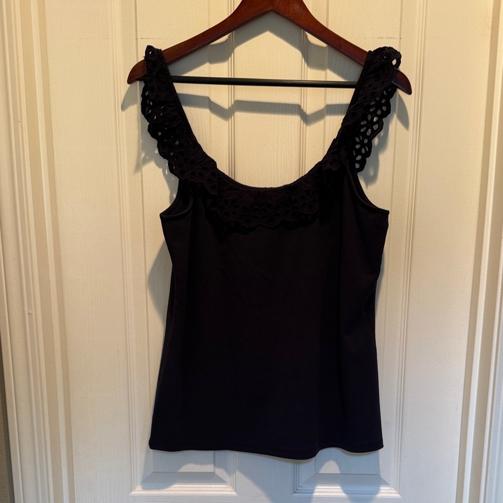 Ann Taylor Black Lace Detail Tank Top